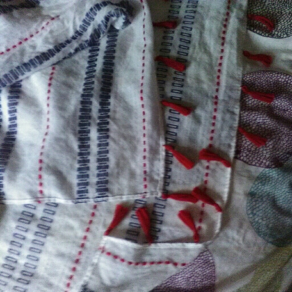 Oversized RWB boho scarf red white blue